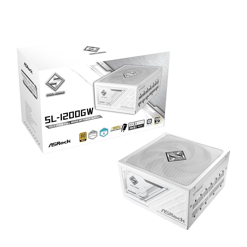 ASRock Steel Legend 次世代GPU対応PC電源ユニット1200WPCIe5.1対応80PLUS GOLDATX 3.1フルモジュラー 12V-2x6 ケーブル付属SL-1200GW