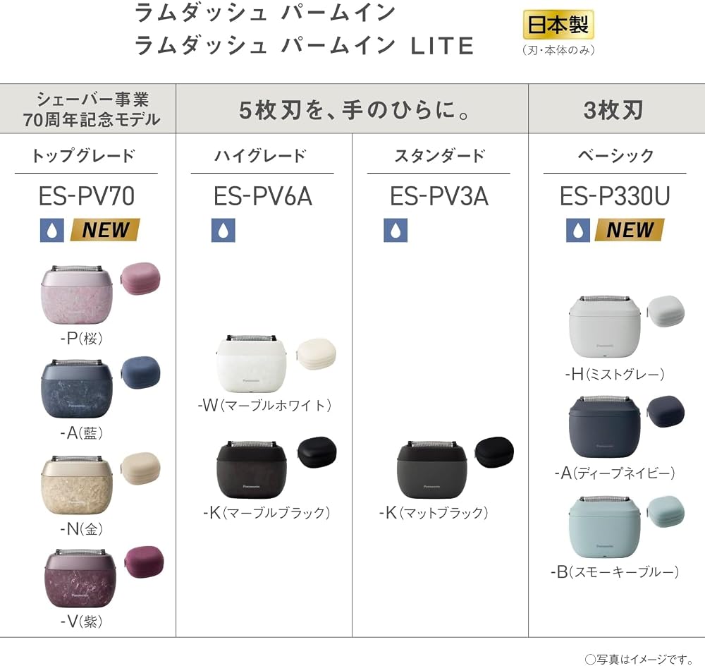 パナソニック ラムダッシュ パームインシェーバー メンズシェーバー 70th ANNIVERSARY EDITION 石目調タイプ 5枚刃 紫 ES-PV70-V 画像3