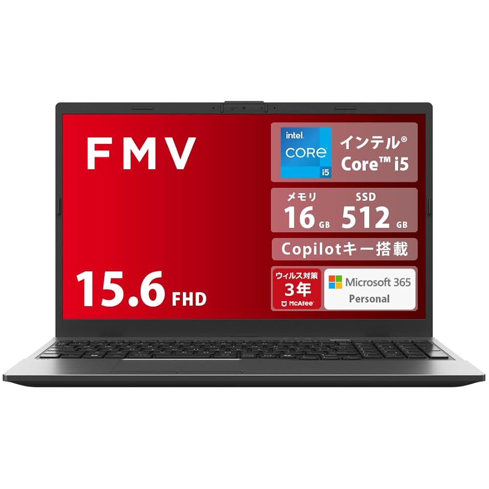 FMV ノートパソコン WE1-K3 (MS 365 Personal/Copilotキー搭載/Win 11/15.6型/Core i5/16GB/SSD 512GB) FMVWK3E155_AZ