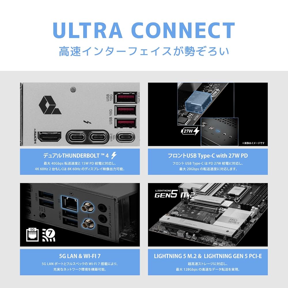 MSI PRO Z890-A WIFI Z890チップセット搭載 ATX マザーボード MB6586 画像5