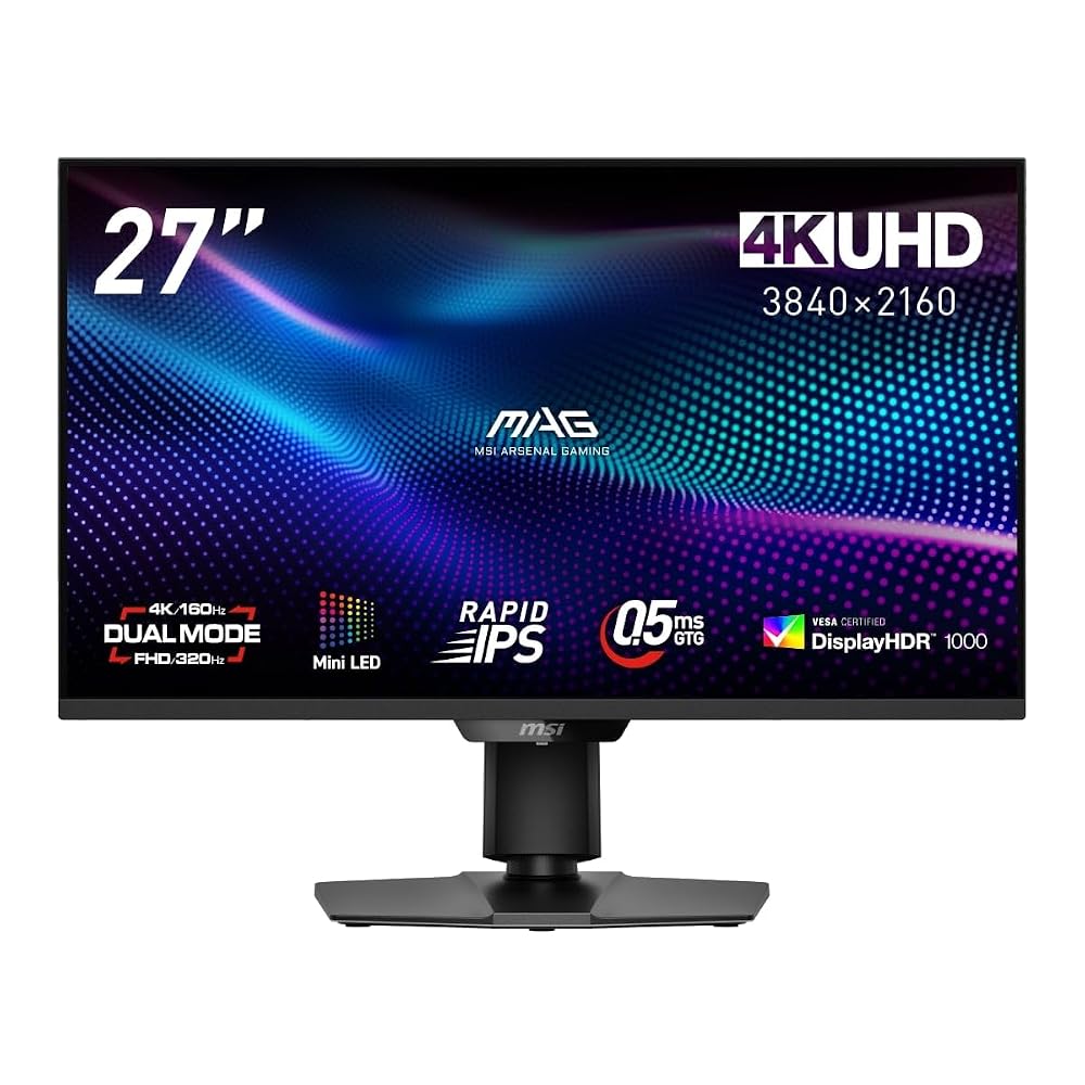 MSI MAG 274UPDF E16M 27インチ ゲーミングモニター 4K 160Hz/フルHD 320Hz デュアルモード Mini LED RAPID IPS