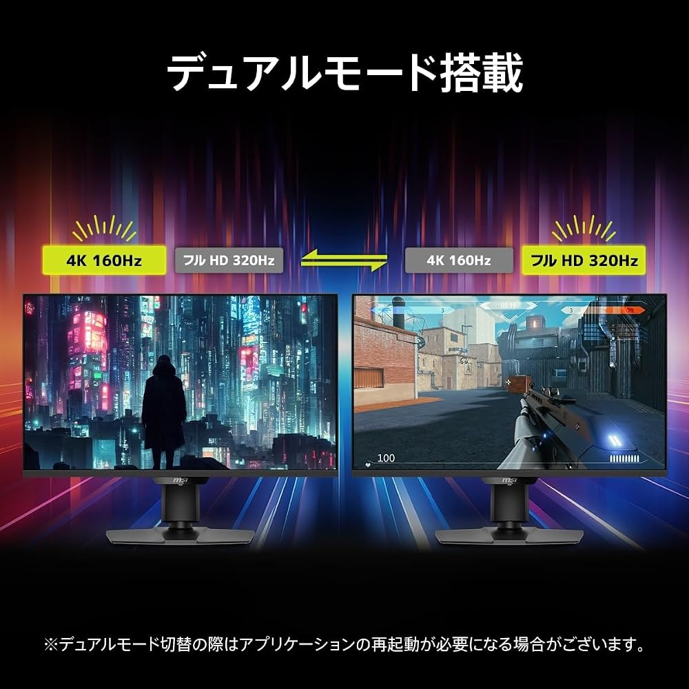 MSI MAG 274UPDF E16M 27インチ ゲーミングモニター 4K 160Hz/フルHD 320Hz デュアルモード Mini LED RAPID IPS 画像2