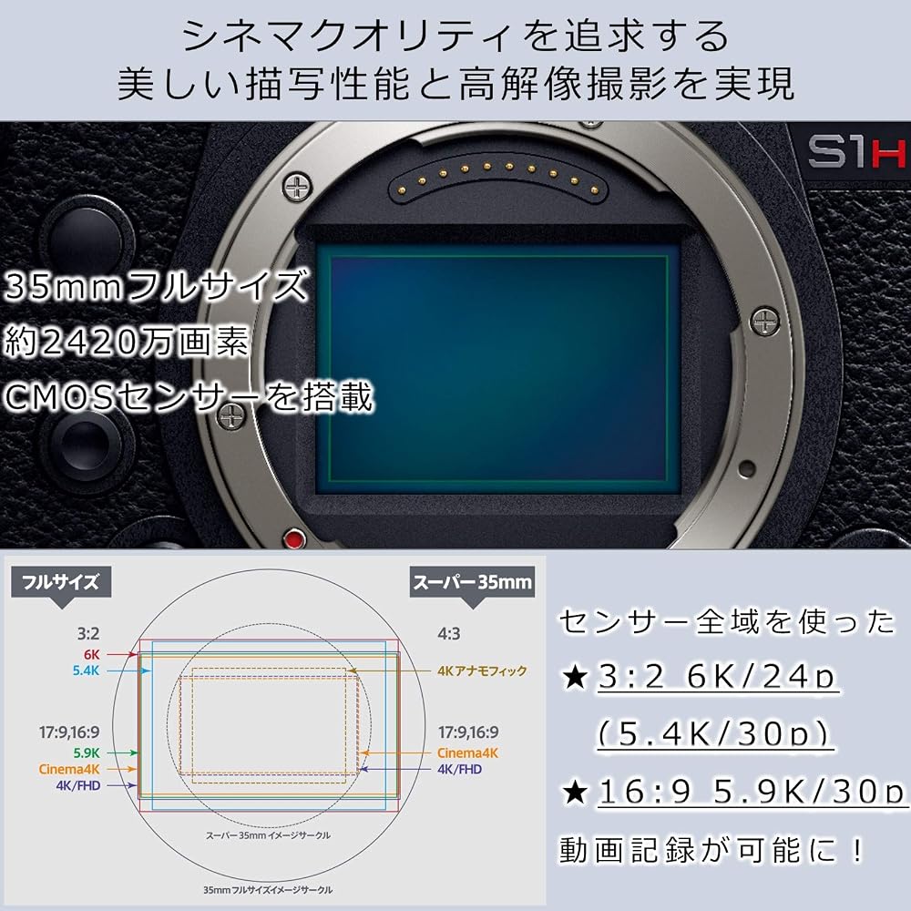 パナソニック(Panasonic) フルサイズ ミラーレス一眼カメラ ルミックス S1H ボディ 2420万画素 ブラック DC-S1H-K 画像3
