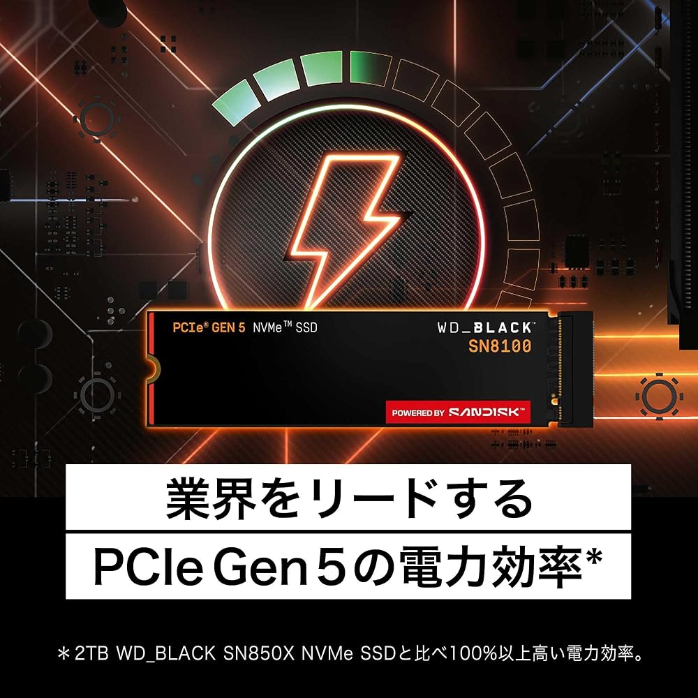 Western Digital ウエスタンデジタル WD_BLACK 内蔵SSD 1TB NVMe PCIe Gen5 x4 (読取り 最大 14,900MB/s 書込み 画像4