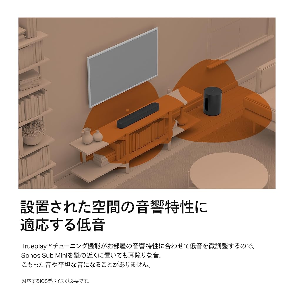 Sonos Sub Mini | コンパクトワイヤレスサブウーファー 重低音 Sonos Arc Ultra・Beam・Ray・Era対応 ブラック 画像3