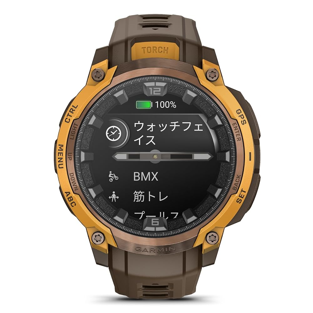 GARMIN(ガーミン)スマートウォッチInstinct Crossover AMOLED Sunburst/Cocoa AMOLED ディスプレイ ロングバッテリー 健康 フィットネス ワークアウト 画像4