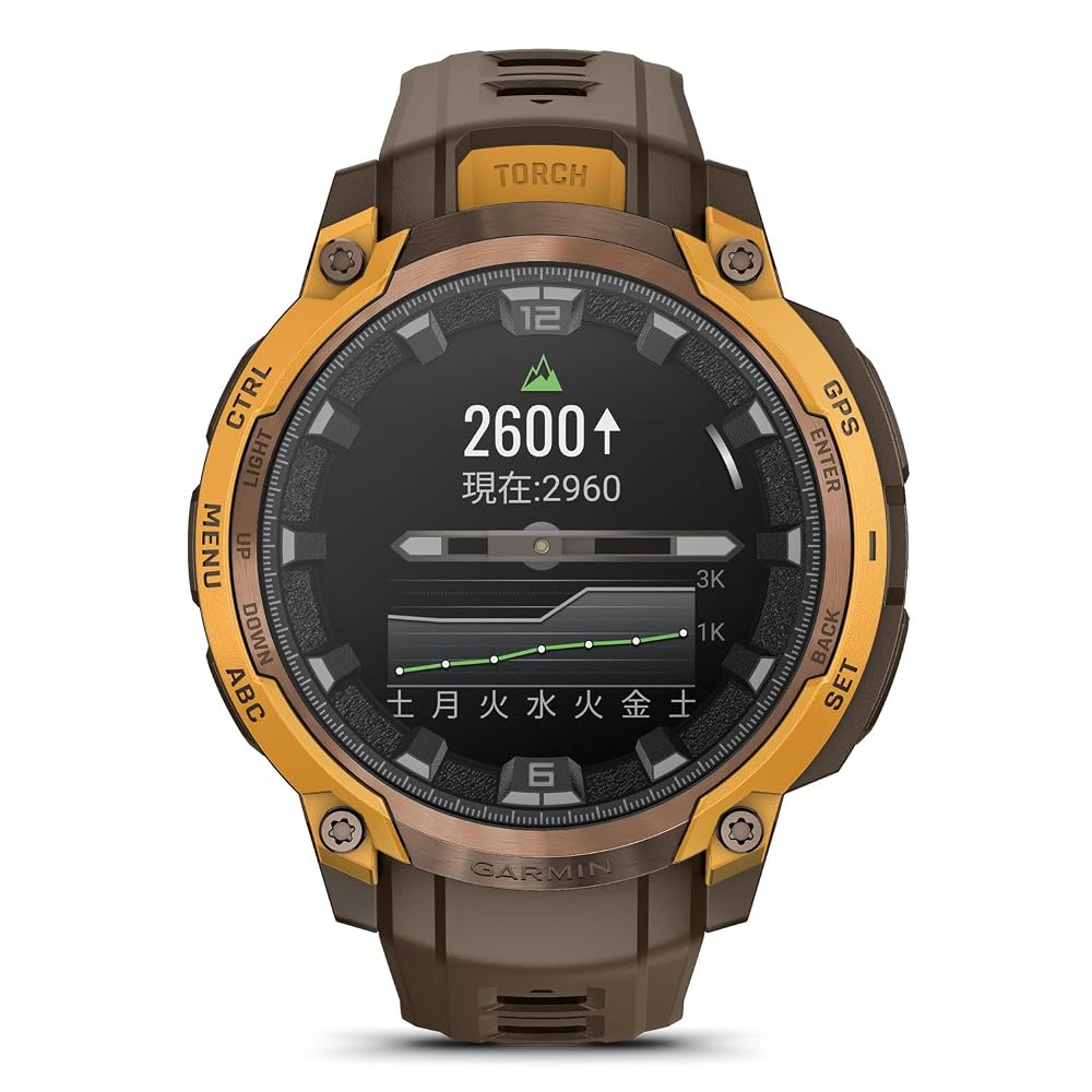 GARMIN(ガーミン)スマートウォッチInstinct Crossover AMOLED Sunburst/Cocoa AMOLED ディスプレイ ロングバッテリー 健康 フィットネス ワークアウト 画像3