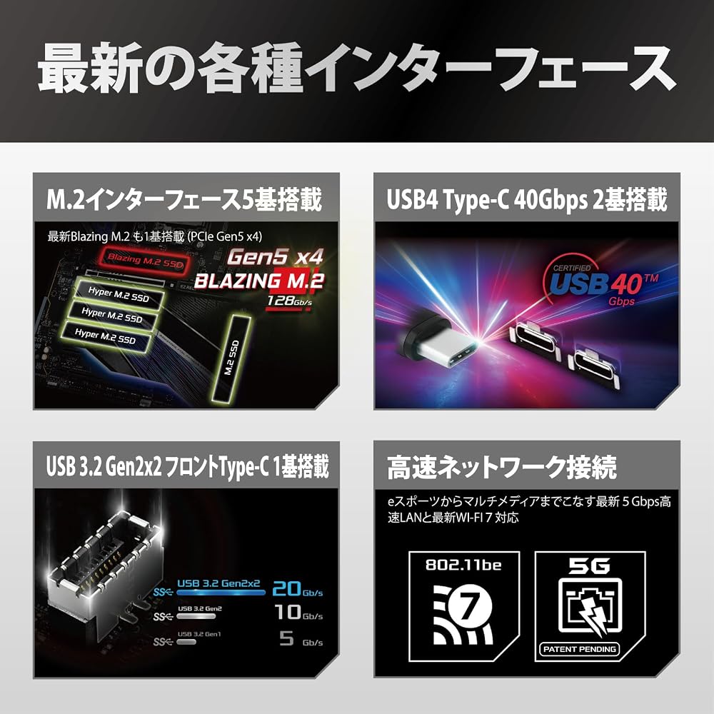 ASRock X870E Nova WiFi AMD Ryzen (AM5) 対応 X870E チップセット ATX マザーボード 画像6