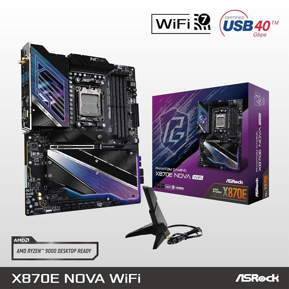 ASRock X870E Nova WiFi AMD Ryzen (AM5) 対応 X870E チップセット ATX マザーボード 画像2