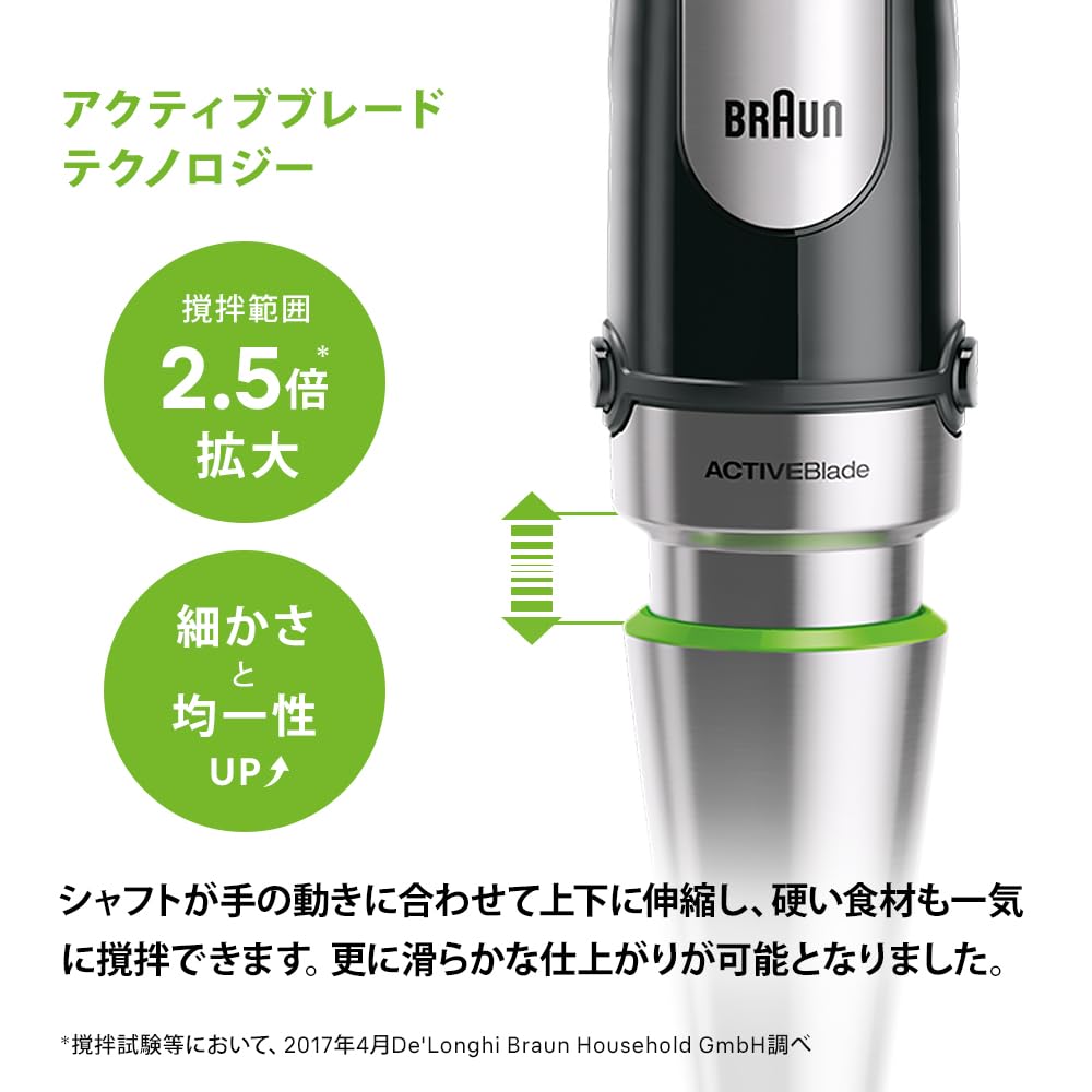 【新品】ブラウン ハンドブレンダー マルチクイック7 フードプロセッサー付 1台11役 400W ブラック/シルバー MQ7085XBG