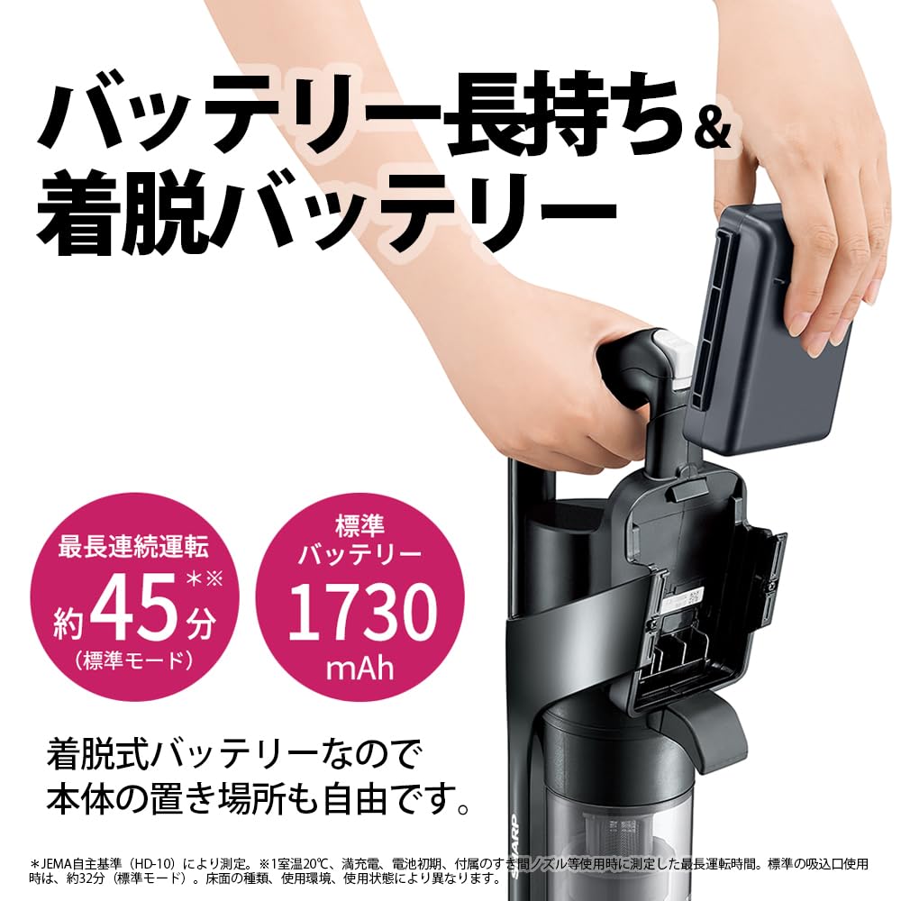 【新品】シャープ コードレス掃除機 スティッククリーナー ラクティブエア サイクロン 軽量1.2kg 着脱式バッテリー ブラック EC-FR9-B