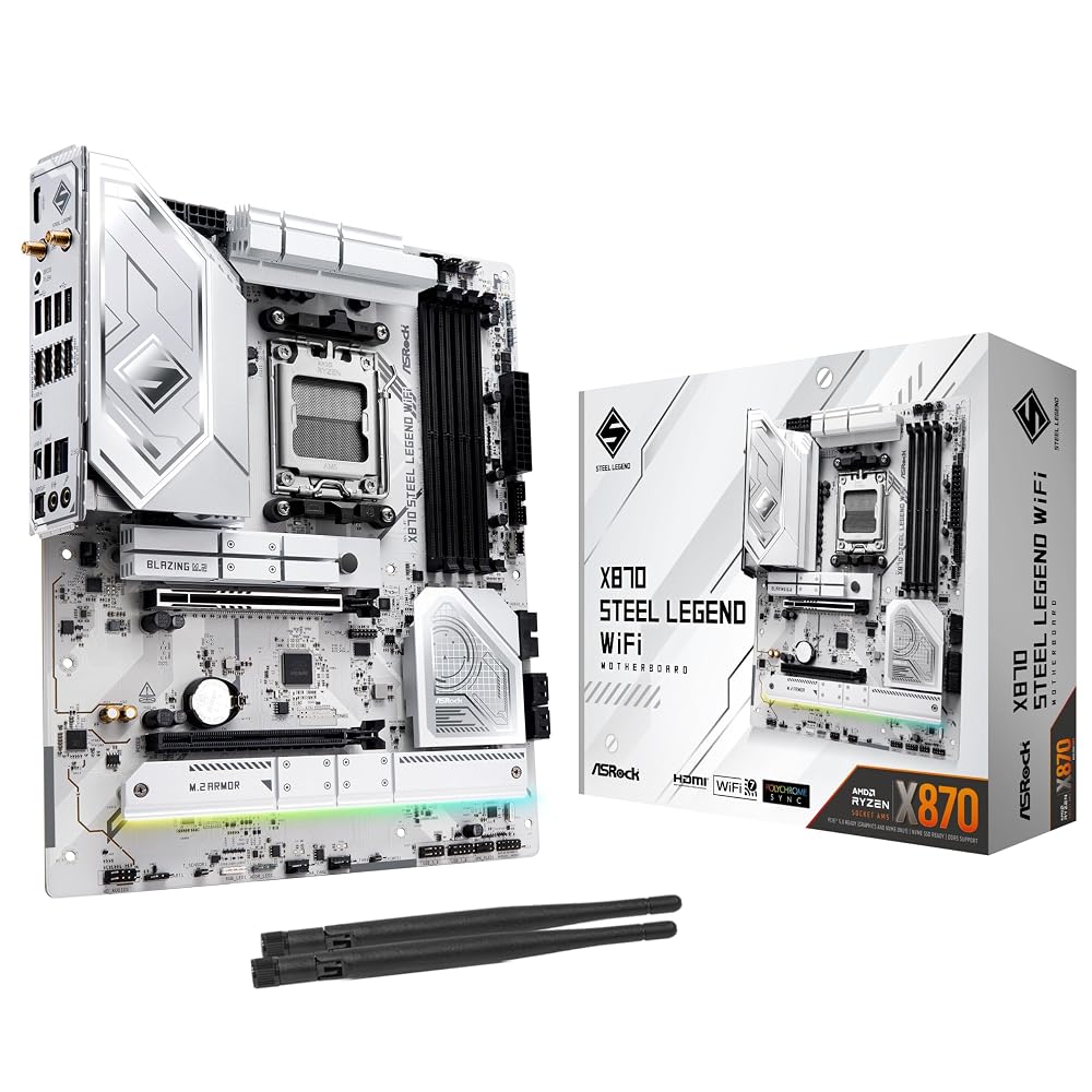 【新品】ASRock マザーボード X870 Steel Legend WiFi ATX AMD Socket AM5 Ryzen 9000/8000/7000対応 DDR5 Wi-Fi 7 ホワイト