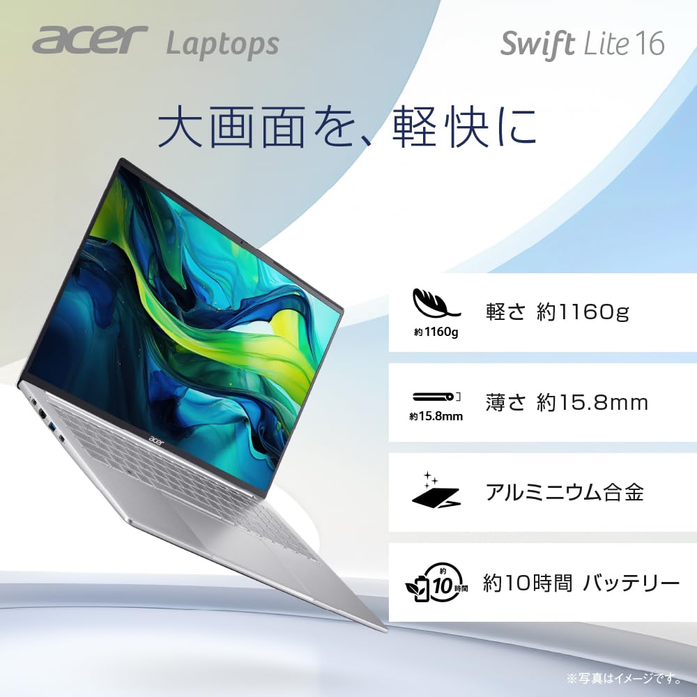 【新品】エイサー Acer ノートパソコン Swift Lite 16 16インチ WUXGA Core Ultra 5 16GB SSD512GB ライトシルバー SFL16-51M-F56Y